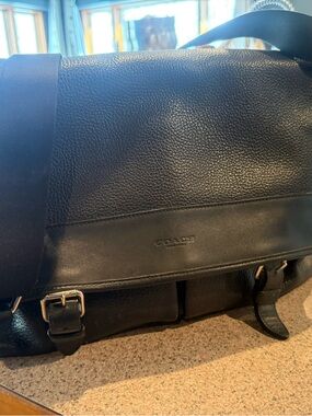 Coach Black Pebbled & Smooth Leather Messenger Bag